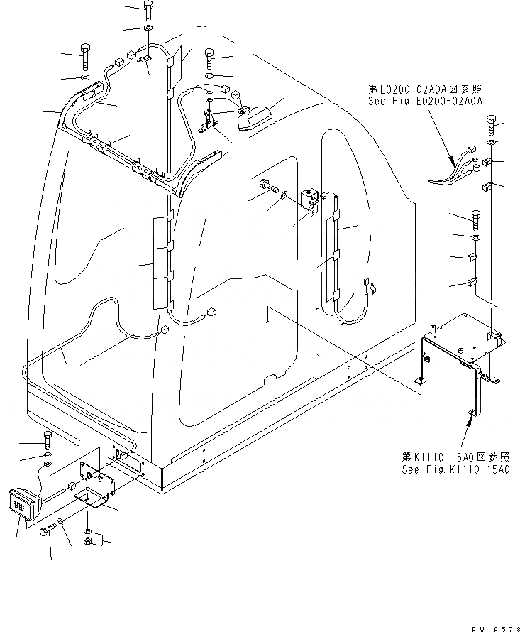 Схема запчастей Komatsu PC600-6A - ПОДСВЕТКА СТУПЕНЕЙ И ИМПУЛЬСН. ОСВЕЩЕНИЕ(№-) ЭЛЕКТРИКА