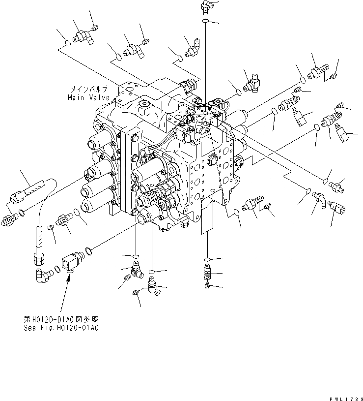 Схема запчастей Komatsu PC600-6A - ОСНОВН. КЛАПАН (/) ГИДРАВЛИКА