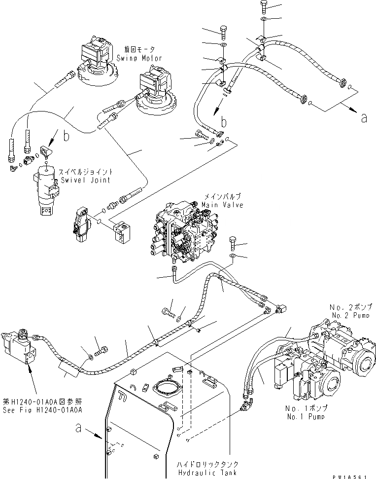 Схема запчастей Komatsu PC600-6A - ВОЗВРАТН. ЛИНИЯ(№-) ГИДРАВЛИКА