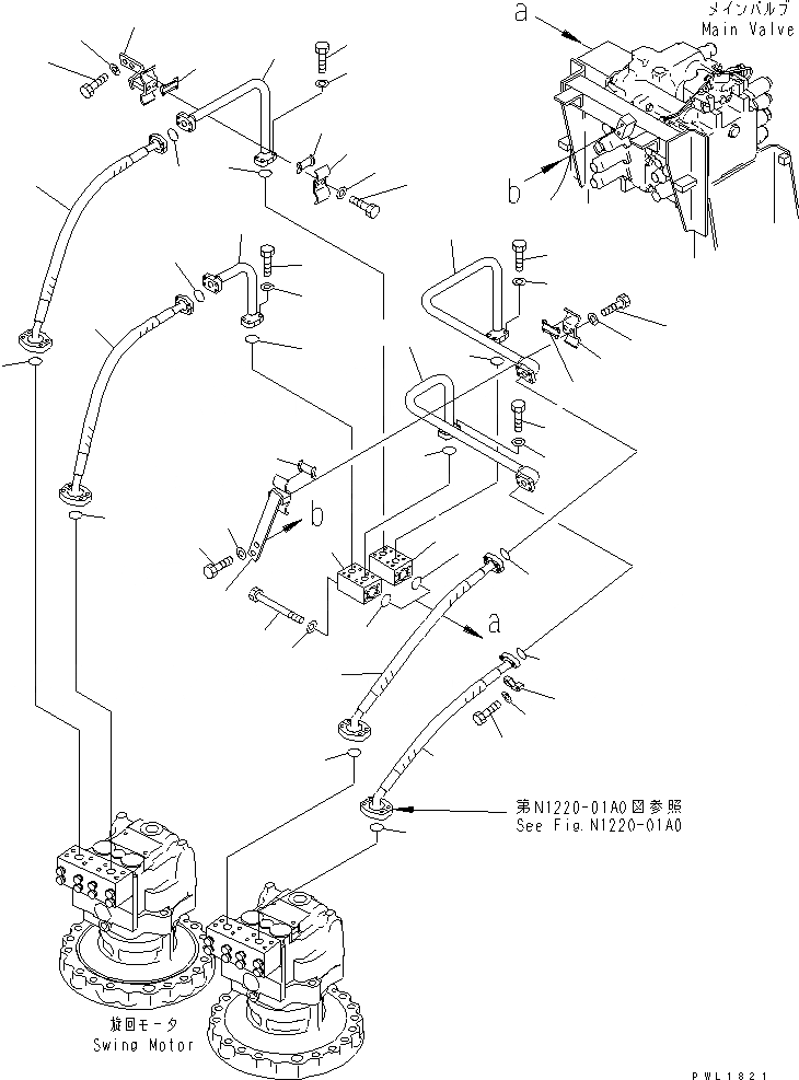 Схема запчастей Komatsu PC600-6A - ЛИНИЯ ПОВОРОТА ГИДРАВЛИКА