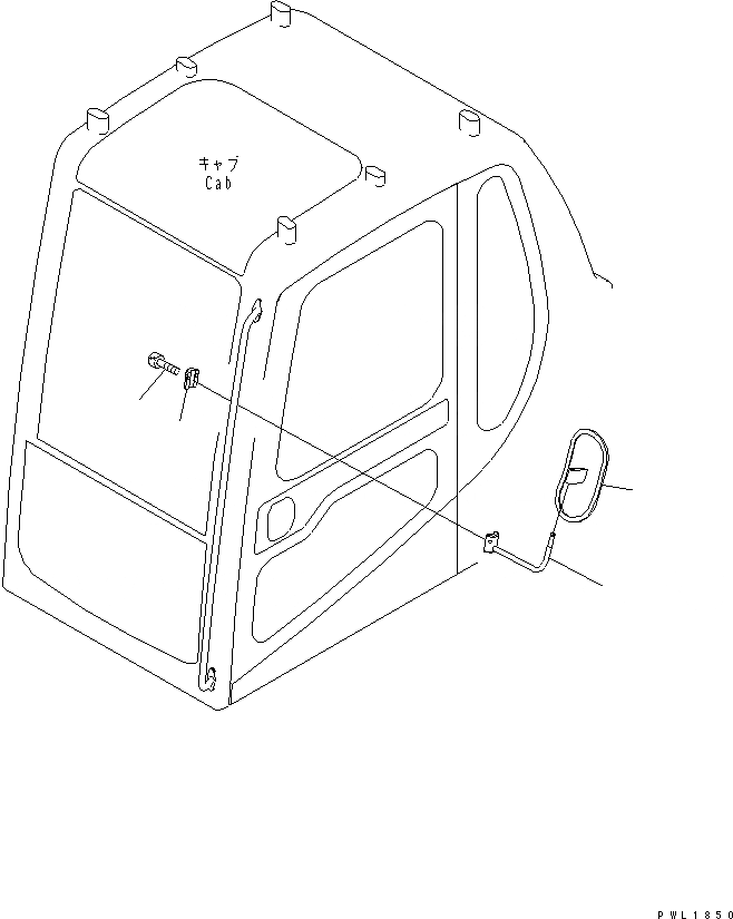 Схема запчастей Komatsu PC600-6A - ЗАДН. VIEW MIRROR¤ ЛЕВ. ЧАСТИ КОРПУСА