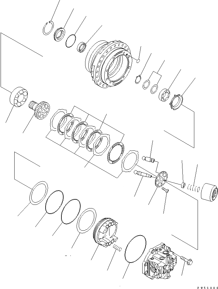 Схема запчастей Komatsu PC600-6A - МОТОР ХОДА (/) ОСНОВН. КОМПОНЕНТЫ И РЕМКОМПЛЕКТЫ