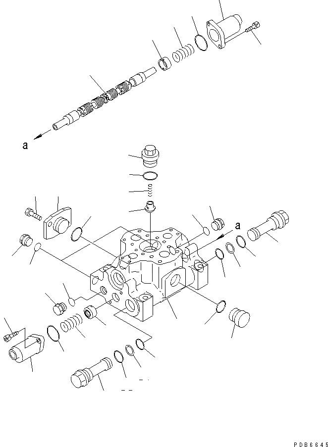 Схема запчастей Komatsu PC600-6A - ОСНОВН. КЛАПАН (/) (-СЕКЦ.) (ДЛЯ ПОГРУЗ.)(№7-) ОСНОВН. КОМПОНЕНТЫ И РЕМКОМПЛЕКТЫ