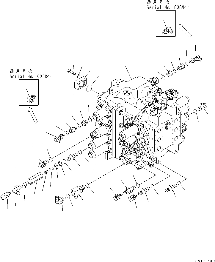 Схема запчастей Komatsu PC600-6KJ - ОСНОВН. КЛАПАН (/) ГИДРАВЛИКА