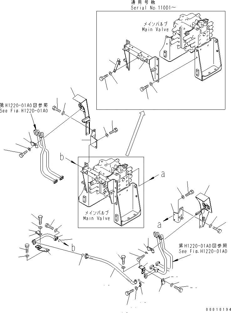 Схема запчастей Komatsu PC600-6KJ - РУКОЯТЬ И ЛИНИЯ КОВШАS (КОРПУС) ГИДРАВЛИКА