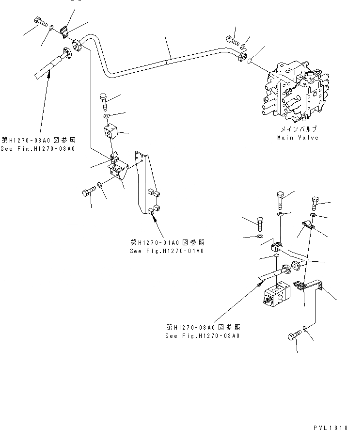 Схема запчастей Komatsu PC600-6KJ - НАВЕСНОЕ ОБОРУД-Е (КЛАПАН SAIDE) ГИДРАВЛИКА