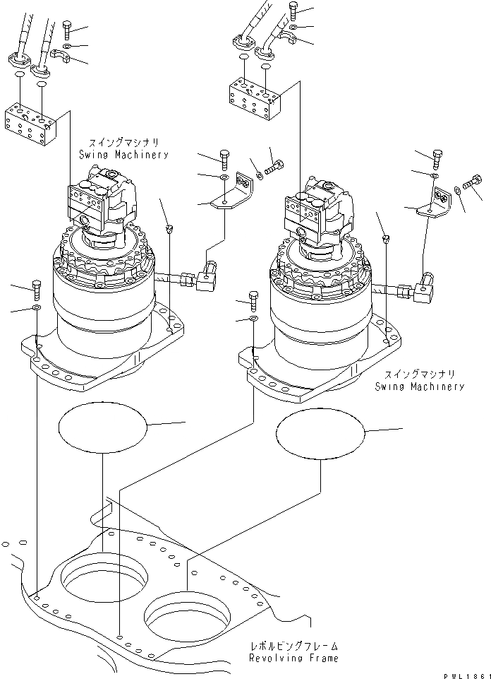 Схема запчастей Komatsu PC600-6KJ - МЕХАНИЗМ ПОВОРОТА (КОРПУС И ФЛАНЕЦ) ПОВОРОТН. КРУГ И КОМПОНЕНТЫ