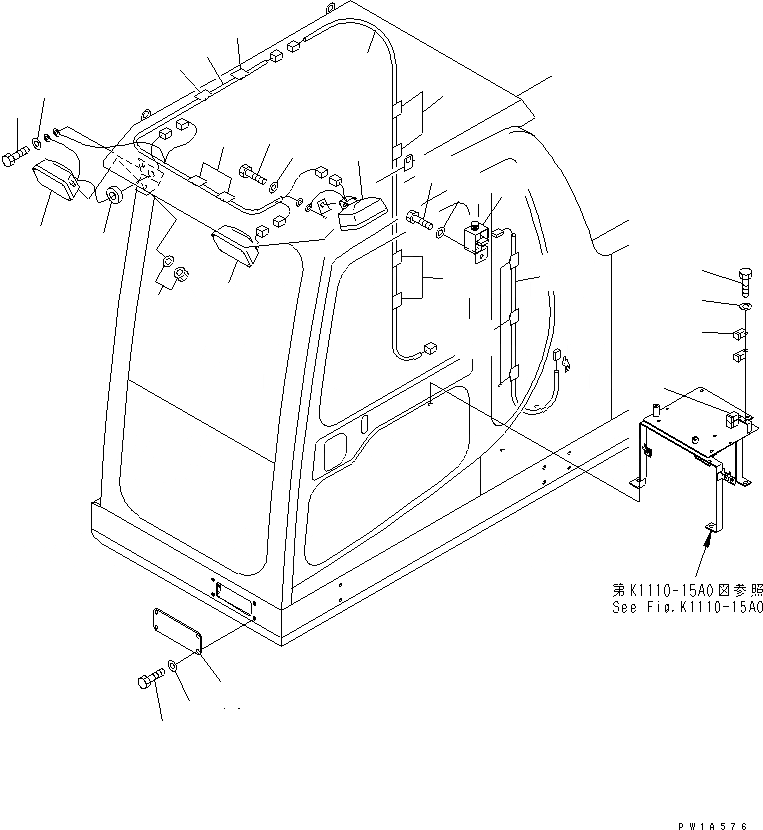 Схема запчастей Komatsu PC600-6A - ДОПОЛН. РАБОЧ. ОСВЕЩЕНИЕ И ПОДСВЕТКА СТУПЕНЕЙ (С FOG)(№-) ЭЛЕКТРИКА