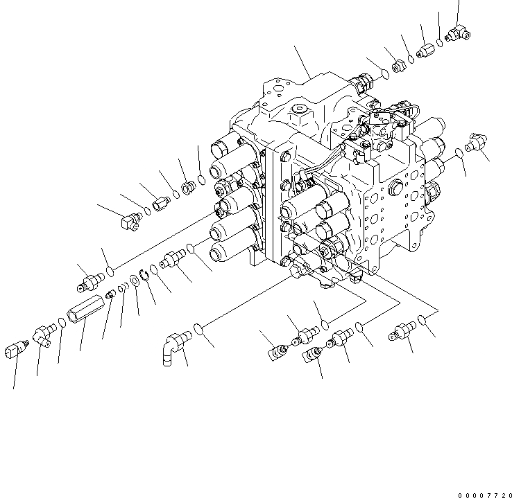 Схема запчастей Komatsu PC600-6A - ОСНОВН. КЛАПАН (ДЛЯ ПОГРУЗ.) (/)(№7-) ГИДРАВЛИКА