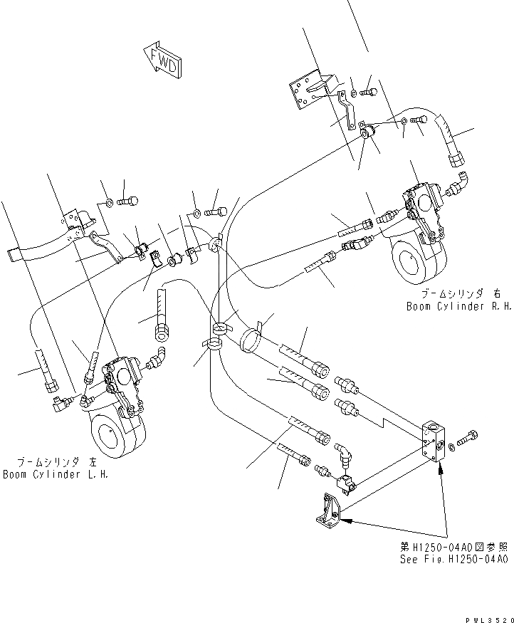 Схема запчастей Komatsu PC600-6A - КЛАПАН ПЕРЕГРУЗКИ (ШЛАНГИ) (ДЛЯ ЦИЛИНДРА СТРЕЛЫ) ГИДРАВЛИКА