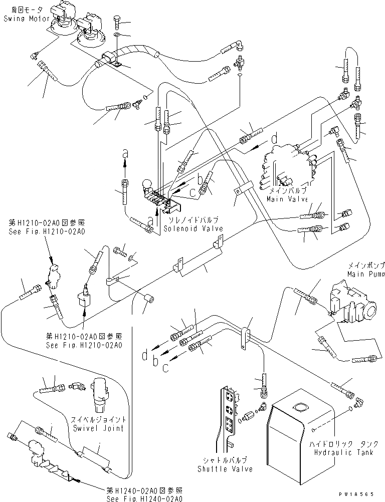 Схема запчастей Komatsu PC600-6A - СОЛЕНОИДНЫЙ КЛАПАН (ШЛАНГИ)(№-) ГИДРАВЛИКА