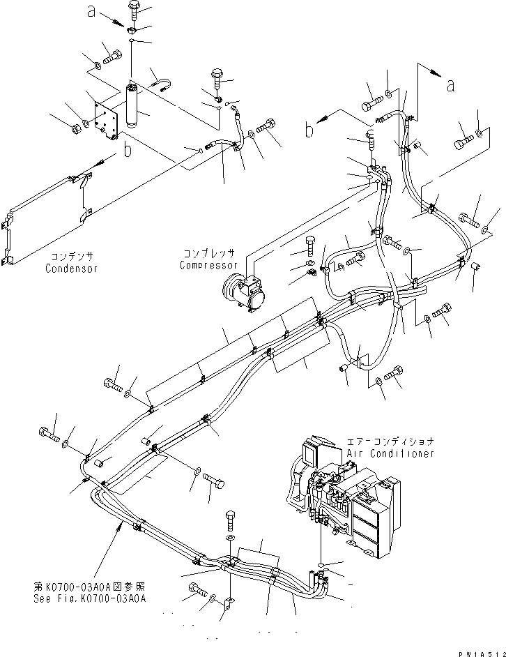 Схема запчастей Komatsu PC600-6A - КОНДИЦ. ВОЗДУХА (СОЕД. ШЛАНГОВ)(№-) КАБИНА ОПЕРАТОРА И СИСТЕМА УПРАВЛЕНИЯ