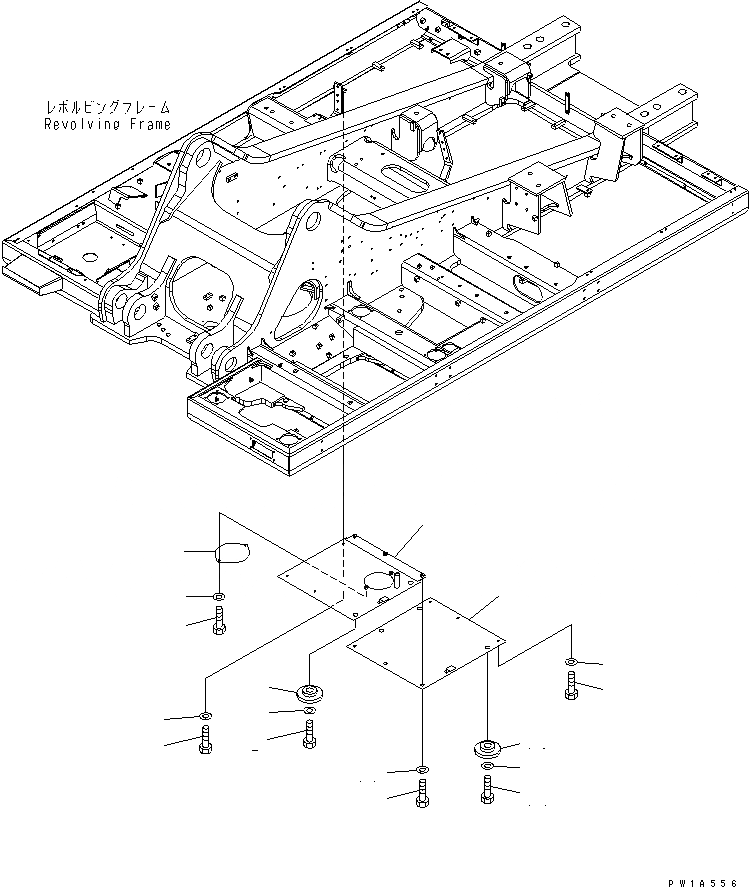 Схема запчастей Komatsu PC600-6A - НИЖН. КРЫШКА (ОСНОВНАЯ РАМА) (ДЕКА¤ ПРАВ.)(№-) ЧАСТИ КОРПУСА