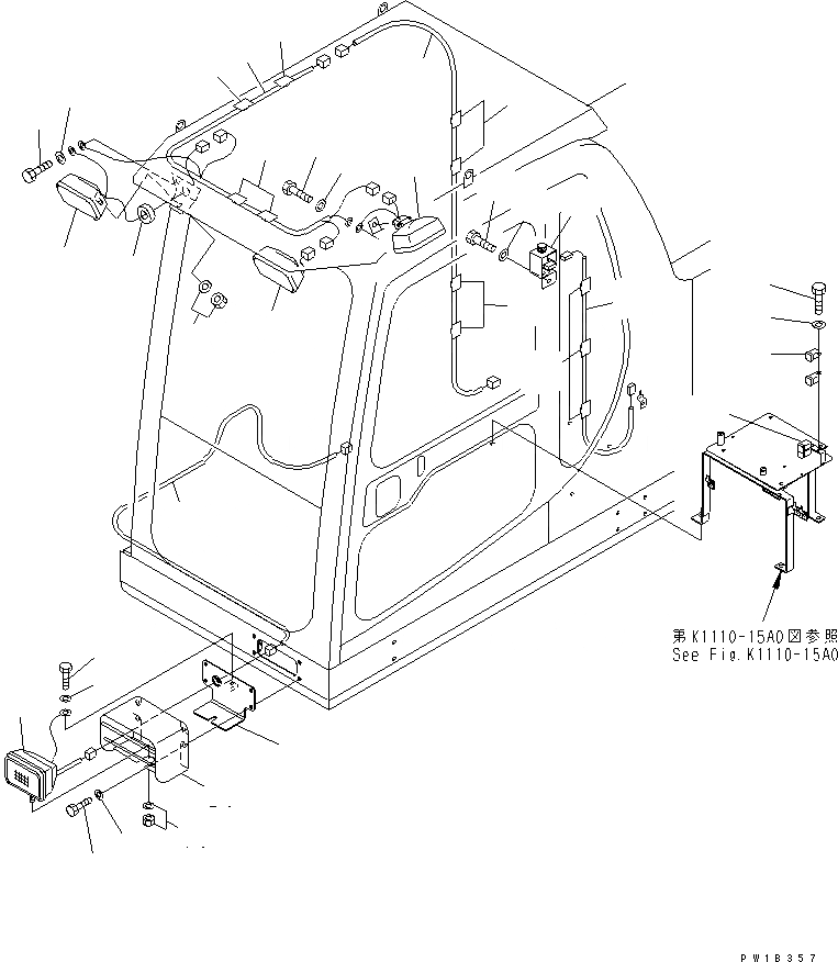 Схема запчастей Komatsu PC600-6A-KJ - ДОПОЛН. РАБОЧ. ОСВЕЩЕНИЕ И ПОДСВЕТКА СТУПЕНЕЙ (С FOPS) (ДЛЯ ЕС)(№-) ЭЛЕКТРИКА