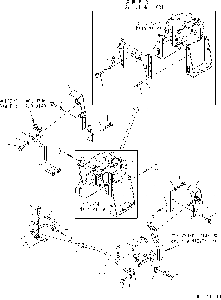 Схема запчастей Komatsu PC600-6A-KJ - РУКОЯТЬ И ЛИНИЯ КОВШАS (КОРПУС) ГИДРАВЛИКА