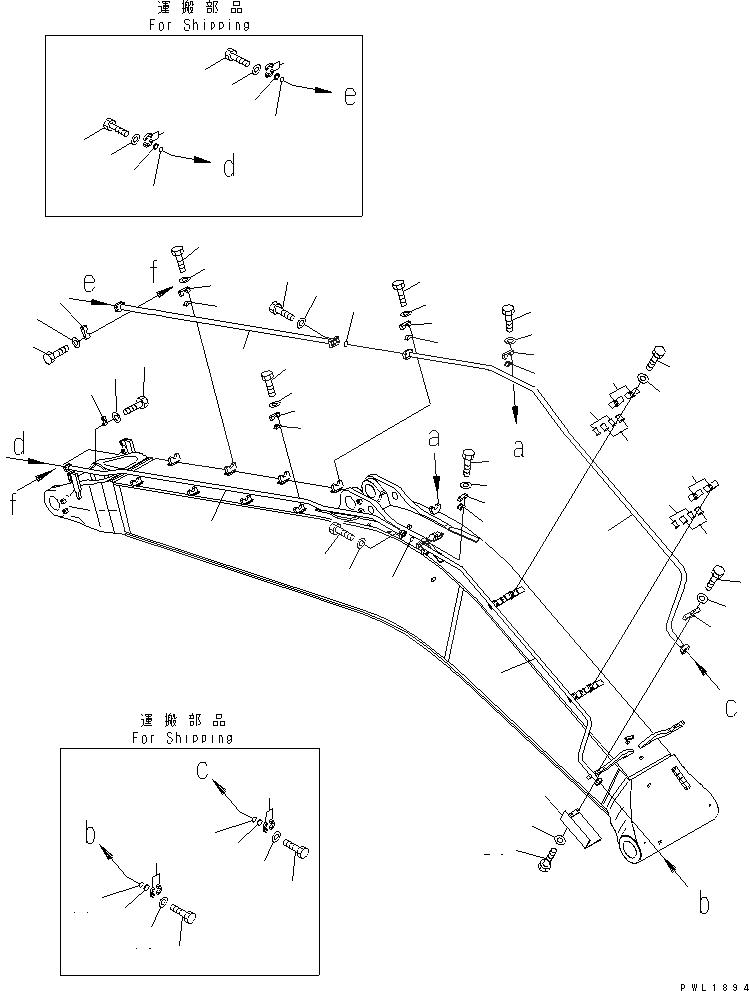 Схема запчастей Komatsu PC600-6A-KJ - СТРЕЛА (7.M) (ЦИЛИНДР КОВША) РАБОЧЕЕ ОБОРУДОВАНИЕ