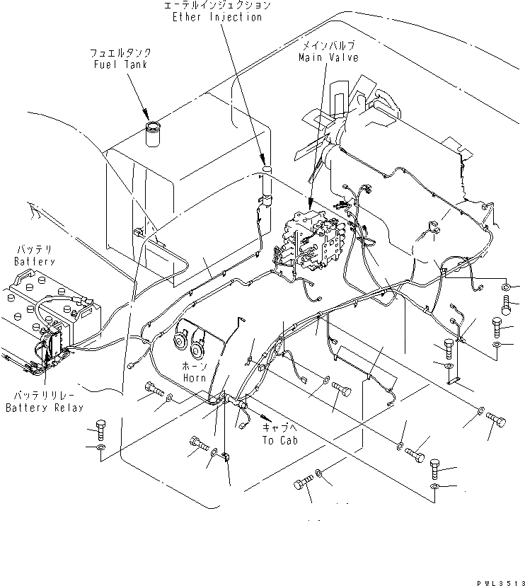 Схема запчастей Komatsu PC600-6 - ЭЛЕКТРОПРОВОДКА (ОСНОВН. Э/ПРОВОДКА) (ДЛЯ ЕС)(№-999) ЭЛЕКТРИКА