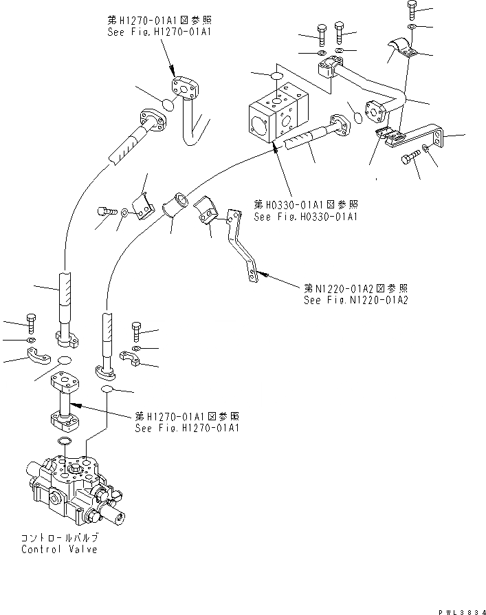 Схема запчастей Komatsu PC600-6 - НАВЕСНОЕ ОБОРУД-Е (ШЛАНГИ) ( АКТУАТОР) ГИДРАВЛИКА