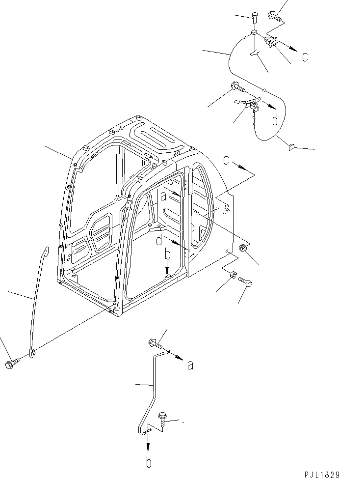 Схема запчастей Komatsu PC600-6 - КАБИНА (КАБИНА¤ РУЧКА И ФИКСАТОР ОТКРЫТИЯ) (КАРЬЕРН. СПЕЦИФ-Я)     (ДЛЯ ЕС)(№-999) КАБИНА ОПЕРАТОРА И СИСТЕМА УПРАВЛЕНИЯ