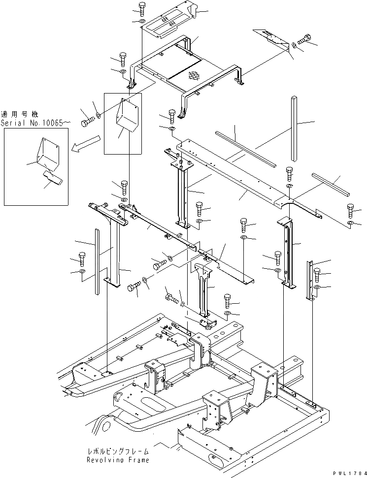 Схема запчастей Komatsu PC600-6 - РАМА (КАБИНА)(№-999) ЧАСТИ КОРПУСА