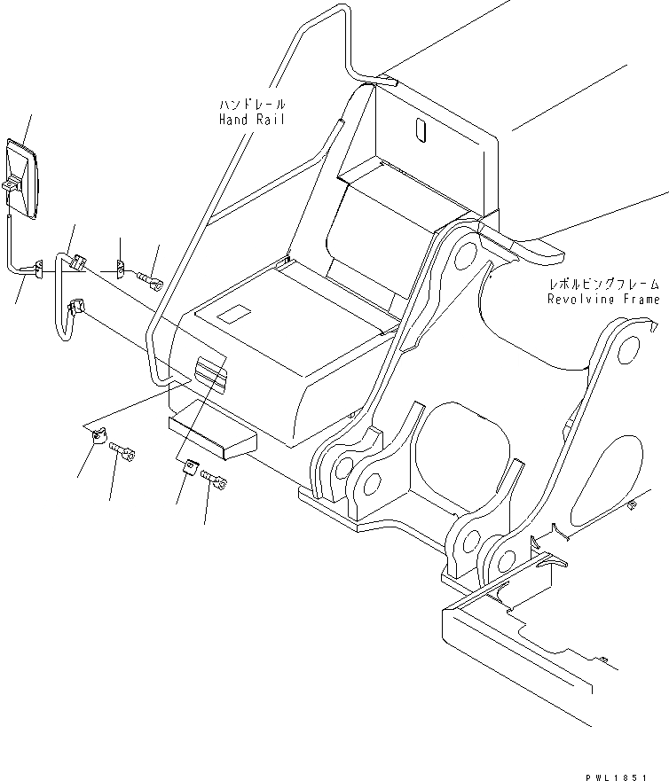 Схема запчастей Komatsu PC600-6 - ЗАДН. VIEW MIRROR¤ ПРАВ.(№-999) ЧАСТИ КОРПУСА