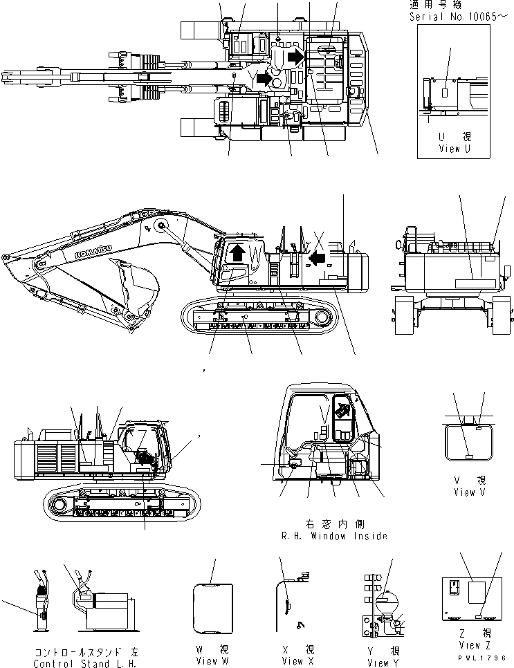 Схема запчастей Komatsu PC600-6 - ТАБЛИЧКИ (АНГЛ.)(№-999) МАРКИРОВКА