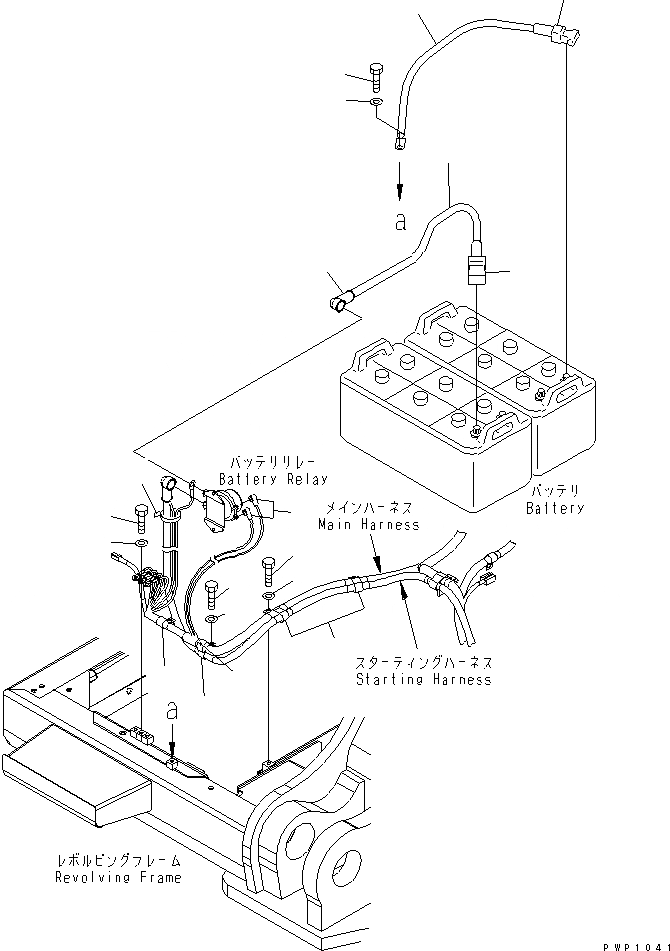 Схема запчастей Komatsu PC600-6K - ЭЛЕКТРОПРОВОДКА (АККУМУЛЯТОРН. ОТСЕК ) ЭЛЕКТРИКА