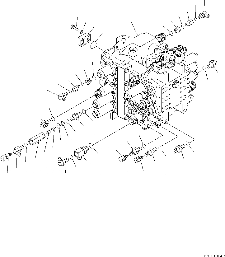 Схема запчастей Komatsu PC600-6K - ОСНОВН. КЛАПАН (СОЕДИНИТЕЛЬН. ЧАСТИ) (/) ГИДРАВЛИКА