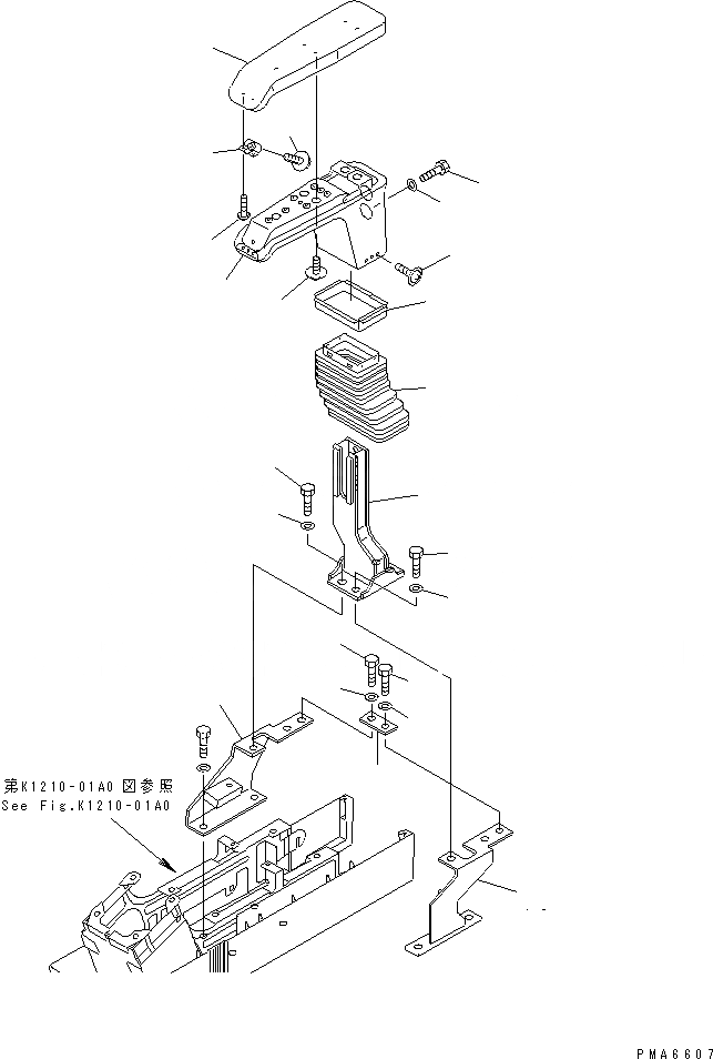 Схема запчастей Komatsu PC600-6K - ЛЕВ. СТОЙКА (ПОДЛОКОТНИК) КАБИНА ОПЕРАТОРА И СИСТЕМА УПРАВЛЕНИЯ