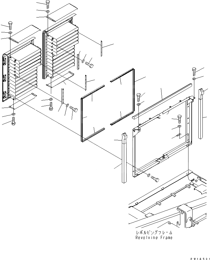 Схема запчастей Komatsu PC600-6K - ПРАВ. КРЫШКА(/) (КАБИНА) ЧАСТИ КОРПУСА