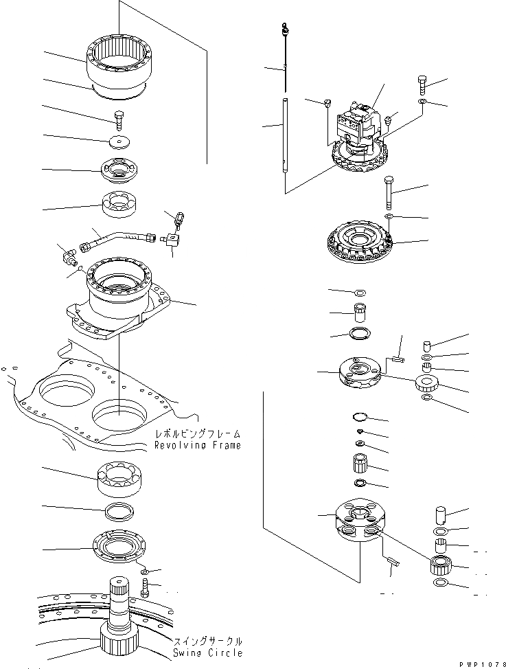 Схема запчастей Komatsu PC600-6K - МЕХАНИЗМ ПОВОРОТА (ЛЕВ.) ПОВОРОТН. КРУГ И КОМПОНЕНТЫ