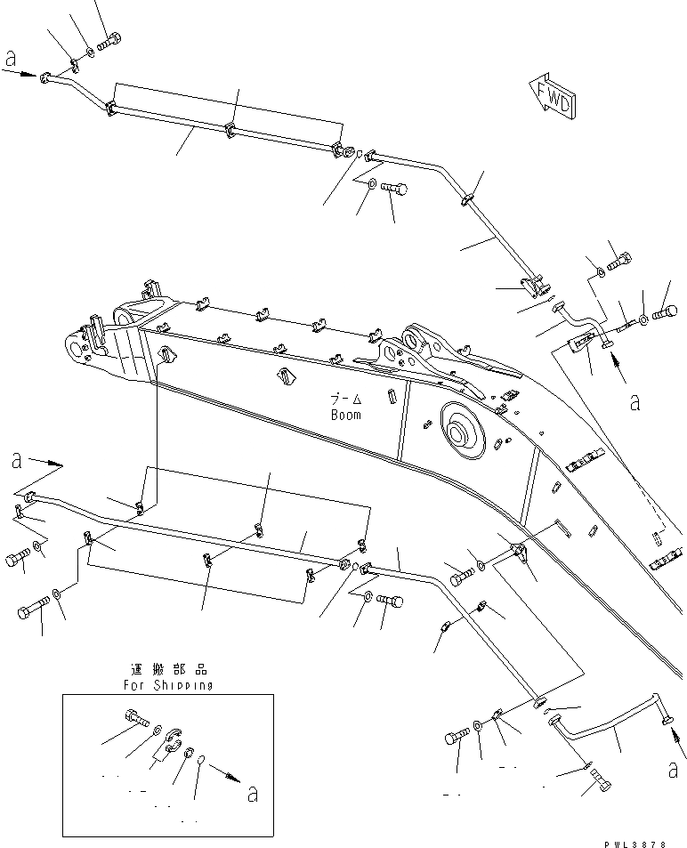 Схема запчастей Komatsu PC600-6K - СТРЕЛА (7.M) (ДОПОЛН. ГИДРОЛИНИЯ) РАБОЧЕЕ ОБОРУДОВАНИЕ