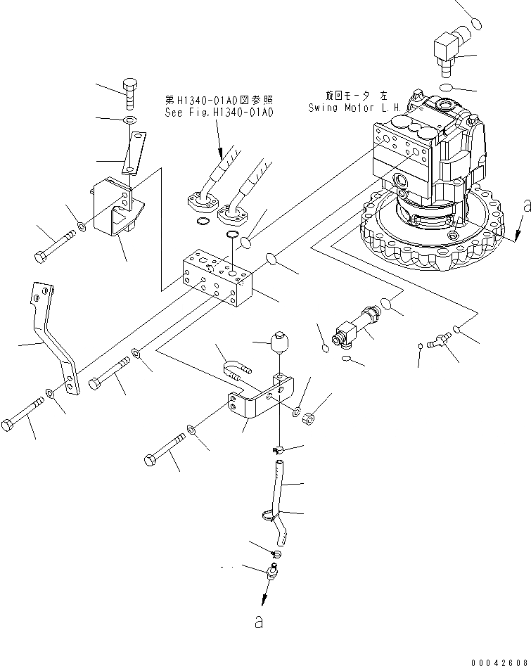 Схема запчастей Komatsu PC600-8R - МЕХАНИЗМ ПОВОРОТА (БЛОК) ( АКТУАТОР) (ЛЕВ.) ПОВОРОТН. КРУГ И КОМПОНЕНТЫ