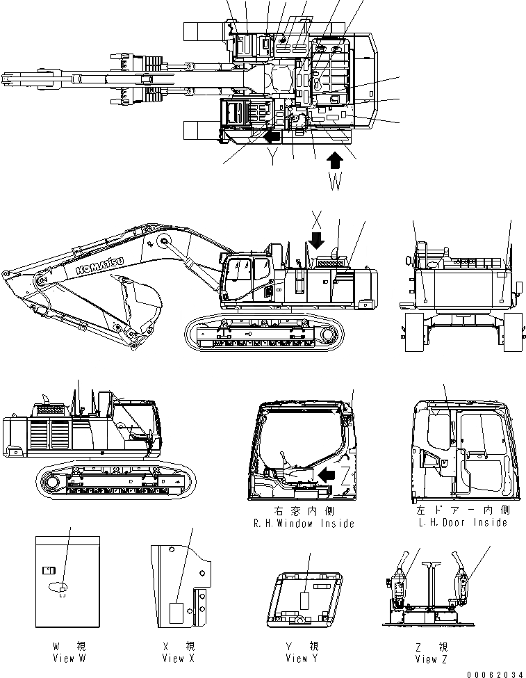 Схема запчастей Komatsu PC600-8R - ТАБЛИЧКИ (СИДЕНЬЕ И БУКВЕНН. МАРКИРОВКА) (АНГЛ.) МАРКИРОВКА