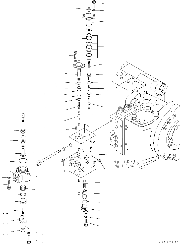 Схема запчастей Komatsu PC600-8R - ОСНОВН. НАСОС (/) (NO. НАСОС) ОСНОВН. КОМПОНЕНТЫ И РЕМКОМПЛЕКТЫ