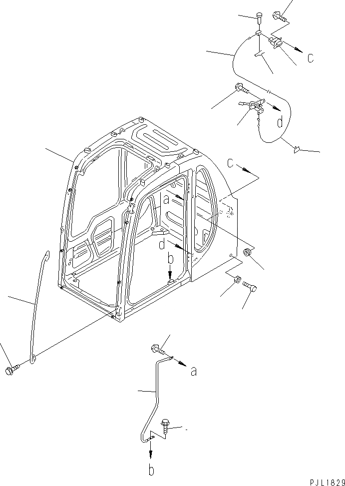 Схема запчастей Komatsu PC600-6 - КАБИНА (КАБИНА¤ РУЧКА И ФИКСАТОР ОТКРЫТИЯ) (КАРЬЕРН. СПЕЦИФ-Я)(№-999) КАБИНА ОПЕРАТОРА И СИСТЕМА УПРАВЛЕНИЯ