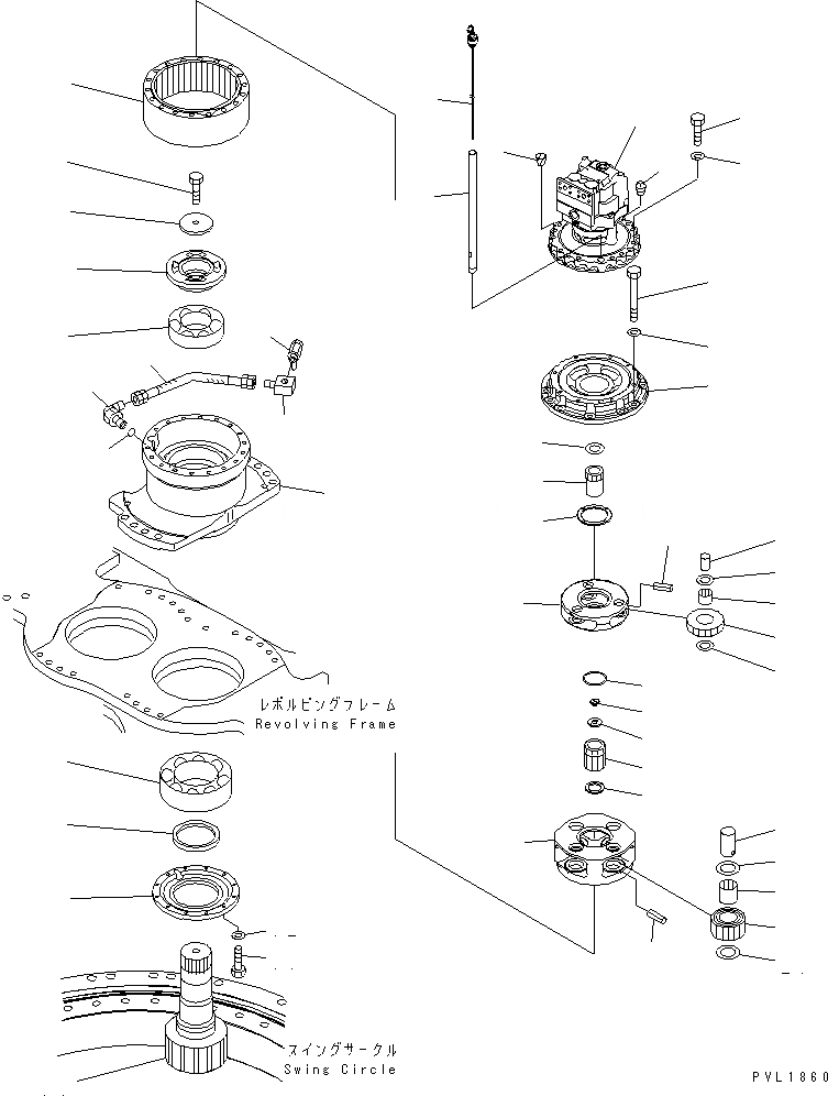 Схема запчастей Komatsu PC600-6 - МЕХАНИЗМ ПОВОРОТА (ЛЕВ.)(№-) ПОВОРОТН. КРУГ И КОМПОНЕНТЫ