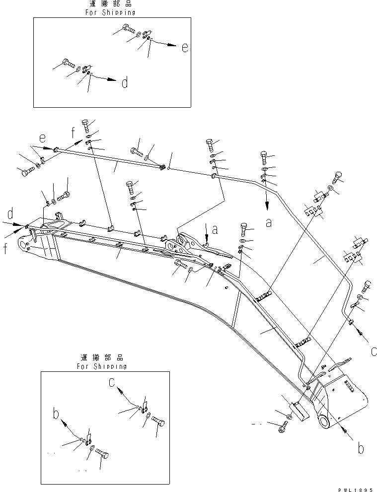 Схема запчастей Komatsu PC600-6KJ-KU - СТРЕЛА (7.M) (ЦИЛИНДР КОВША) РАБОЧЕЕ ОБОРУДОВАНИЕ