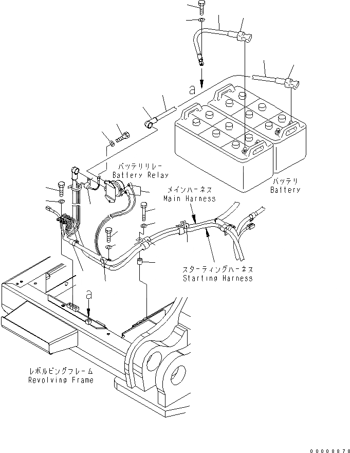 Схема запчастей Komatsu PC600-7 - ЭЛЕКТРОПРОВОДКА (АККУМУЛЯТОРН. ОТСЕК ) ЭЛЕКТРИКА