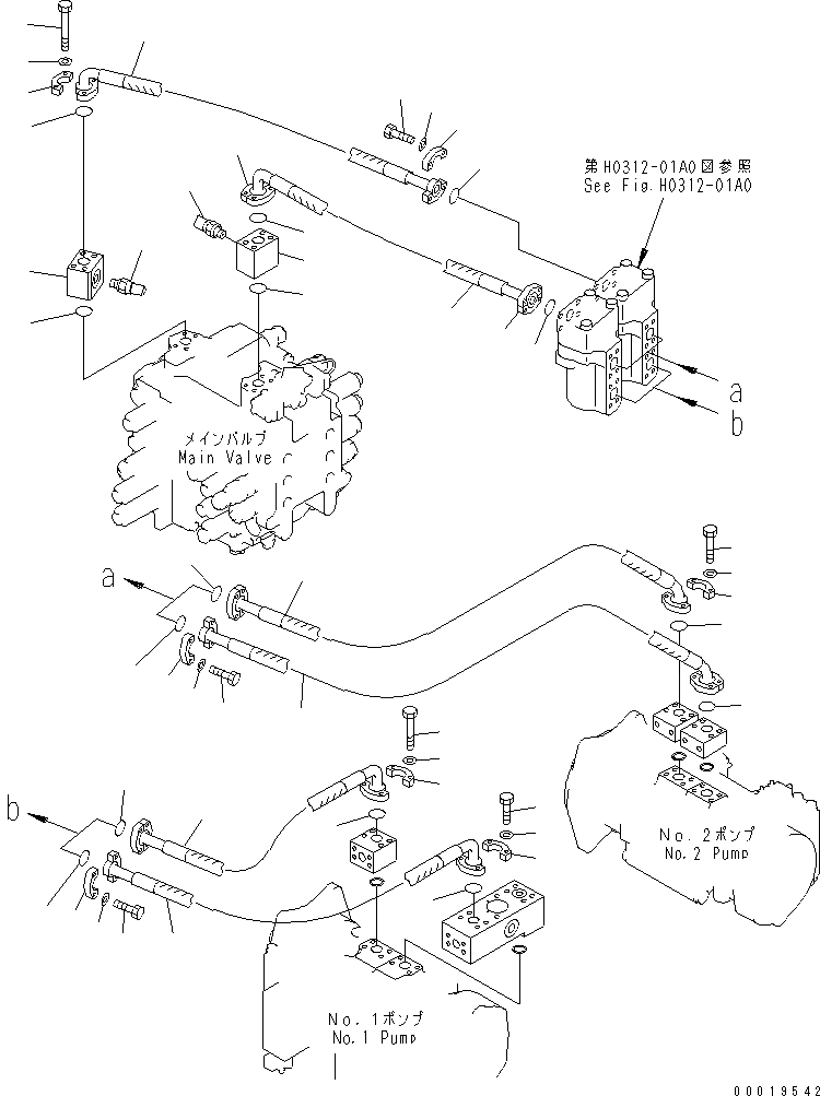 Схема запчастей Komatsu PC600-7 - ЛИНИЯ ПОДАЧИS (ШЛАНГИ И БЛОК) (ДЛЯ C/W REMOVER)(№-) ГИДРАВЛИКА