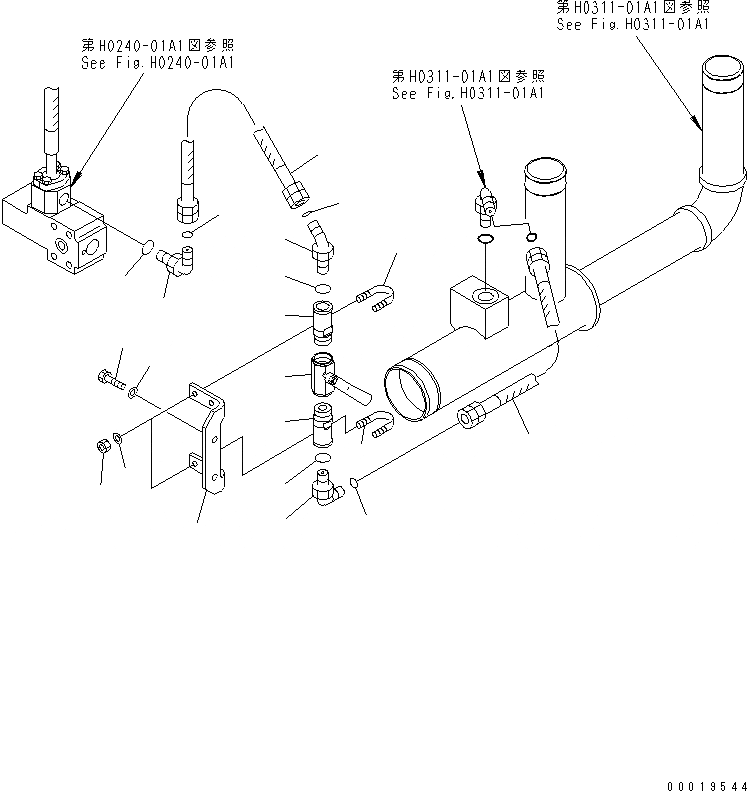 Схема запчастей Komatsu PC600-7 - BY-PASS ЛИНИЯ(№-) ГИДРАВЛИКА