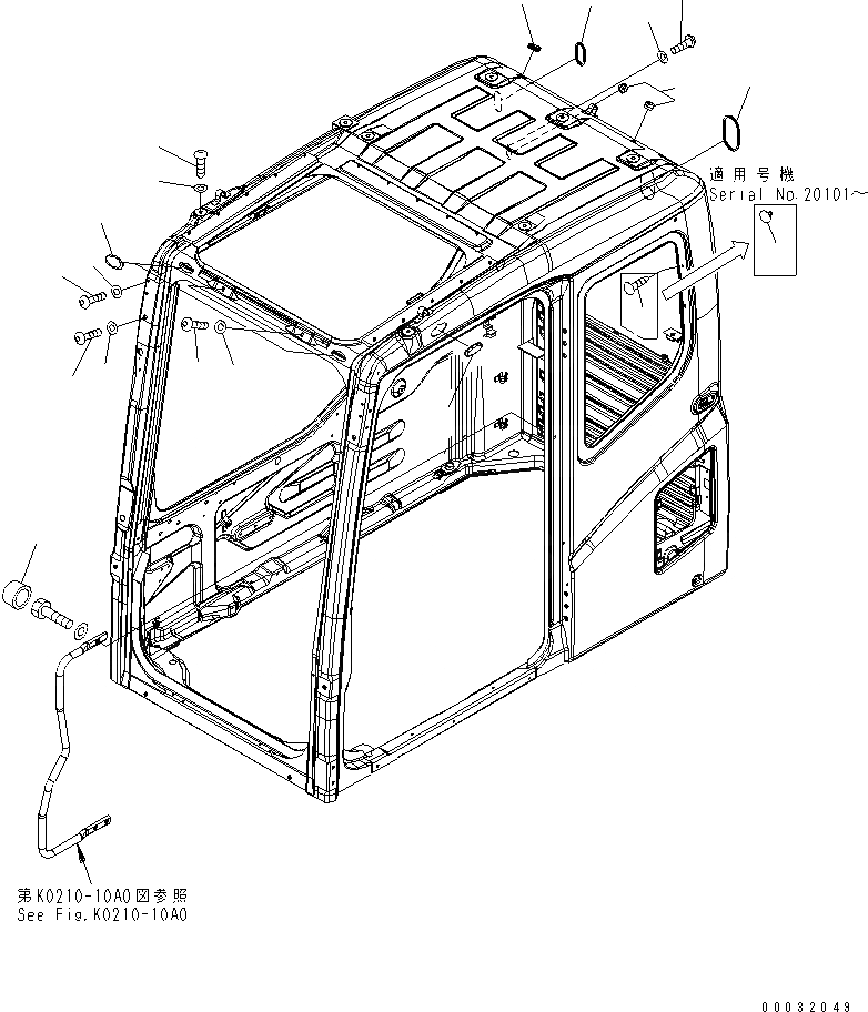 Схема запчастей Komatsu PC600-7 - КАБИНА (БОЛТ) КАБИНА ОПЕРАТОРА И СИСТЕМА УПРАВЛЕНИЯ