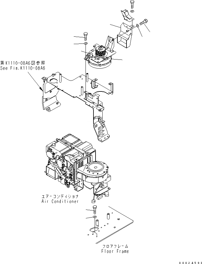 Схема запчастей Komatsu PC600-7 - КОНДИЦИОНЕР (НАГНЕТАТЕЛЬ И BLIND БОЛТ) КАБИНА ОПЕРАТОРА И СИСТЕМА УПРАВЛЕНИЯ