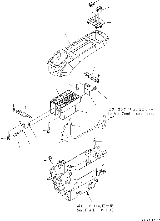 Схема запчастей Komatsu PC600-7 - ОСНОВН. КОНСТРУКЦИЯ (КОНСОЛЬ) (ВЕРХН.) (ЛЕВ.) (ДЛЯ США) (ДЛЯ СТРЕЛЫ SHOCK LESS) КАБИНА ОПЕРАТОРА И СИСТЕМА УПРАВЛЕНИЯ