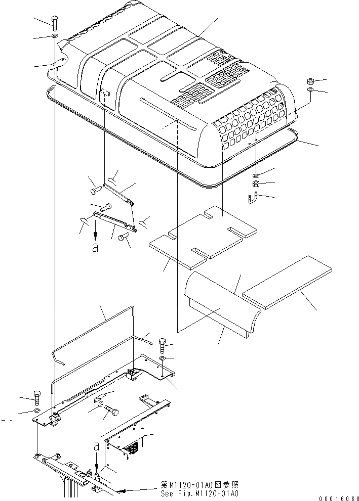 Схема запчастей Komatsu PC600-7 - КАПОТ (ДЛЯ ЕС)(№87-) ЧАСТИ КОРПУСА