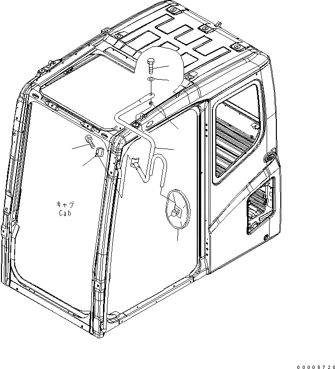 Схема запчастей Komatsu PC600-7 - ЗАДН. VIEW MIRROR¤ ЛЕВ. ЧАСТИ КОРПУСА