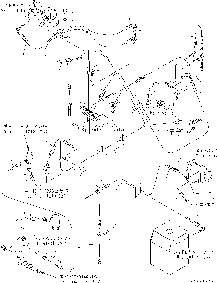 Схема запчастей Komatsu PC600-7-M1 - СОЛЕНОИДНЫЙ КЛАПАН (ШЛАНГИ) ГИДРАВЛИКА
