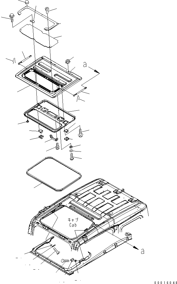 Схема запчастей Komatsu PC600-7K - КАБИНА (ОКНО В КРЫШЕ) КАБИНА ОПЕРАТОРА И СИСТЕМА УПРАВЛЕНИЯ