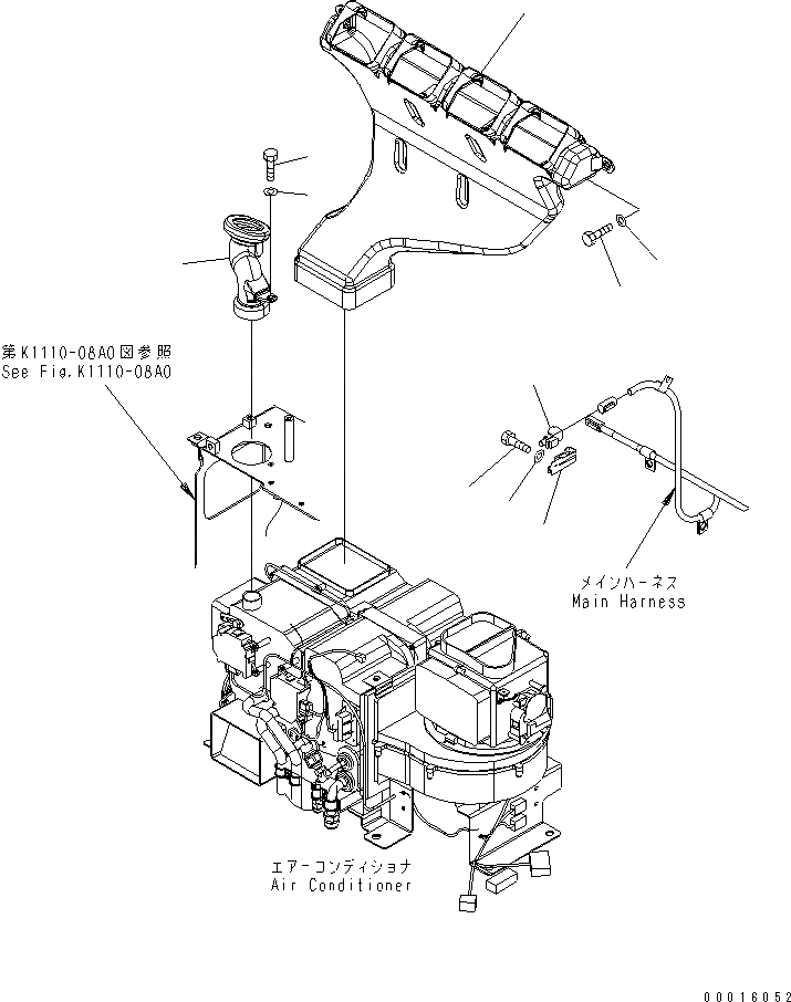 Схема запчастей Komatsu PC600-7K - КОНДИЦ. ВОЗДУХА (ЗАДН. CUST) КАБИНА ОПЕРАТОРА И СИСТЕМА УПРАВЛЕНИЯ