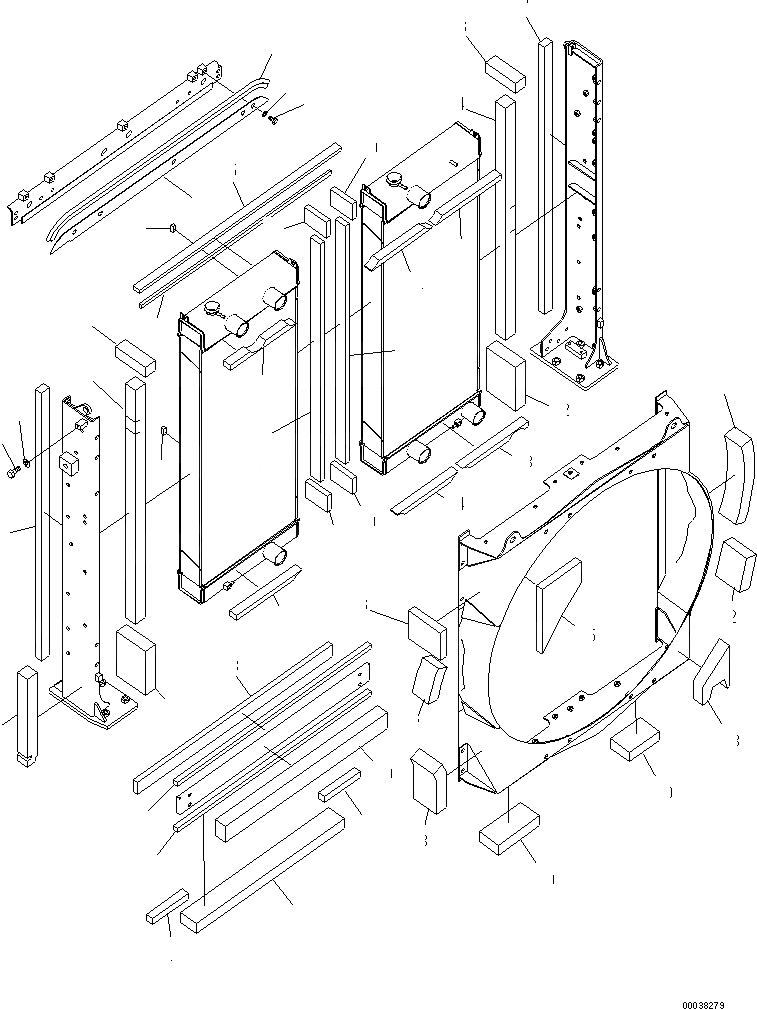 Схема запчастей Komatsu PC600-8 - ОХЛАЖД-Е (УПЛОТНЕНИЕ И ЩИТКИ)(№-7) СИСТЕМА ОХЛАЖДЕНИЯ